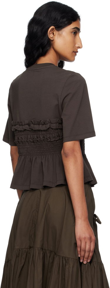 Tričko Cecilie Bahnsen Vilde Ruffled Shirred Peplum T-shirt Hnedá | 2.25RTW19004 VILDE T-SHIRT, 2