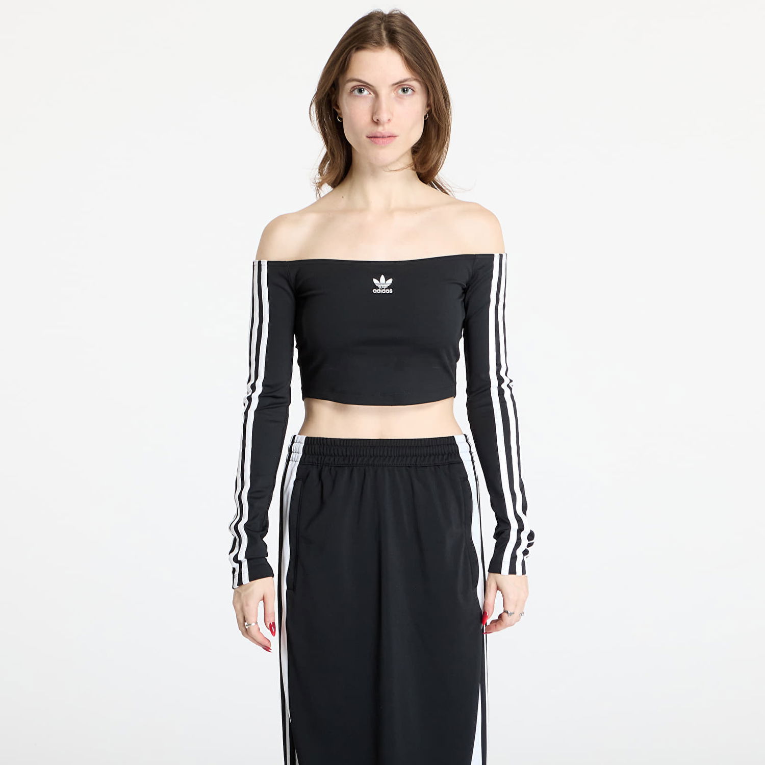 Crop Top adidas Originals Off Shoulder Long Sleeve Crop Top Čierna | JD0274, 0