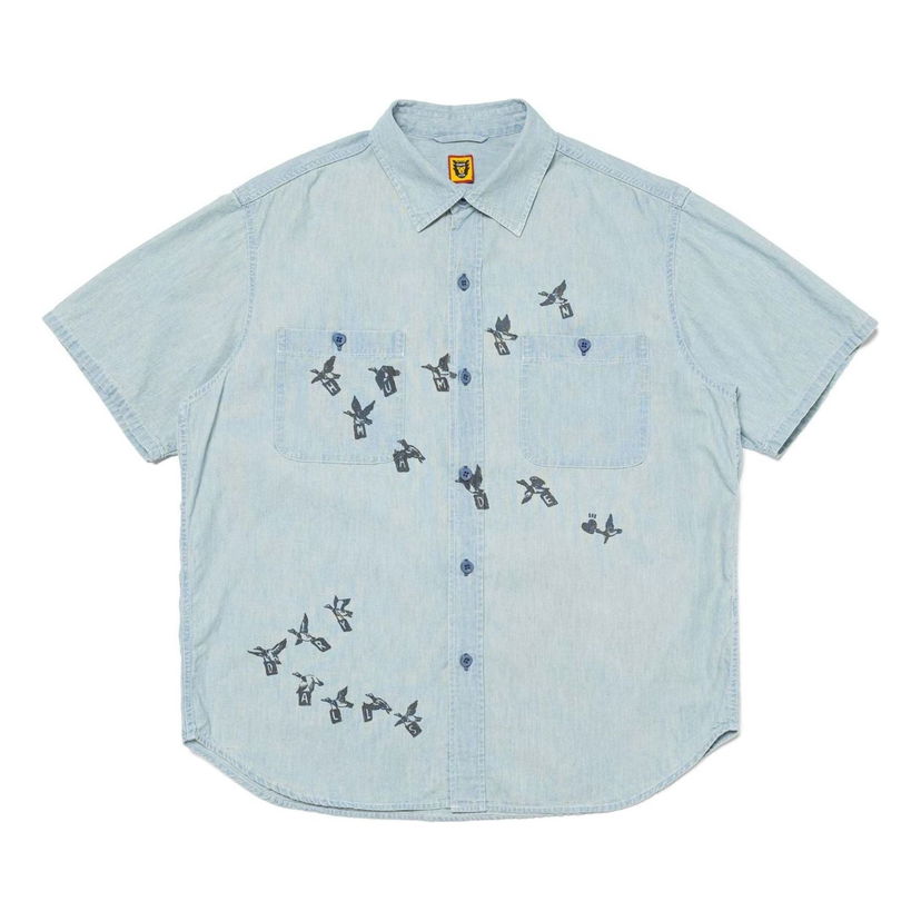 Košeľa Human Made HUMAN MADE Bird Print Chambray Shirt Modrá | HM27SH019