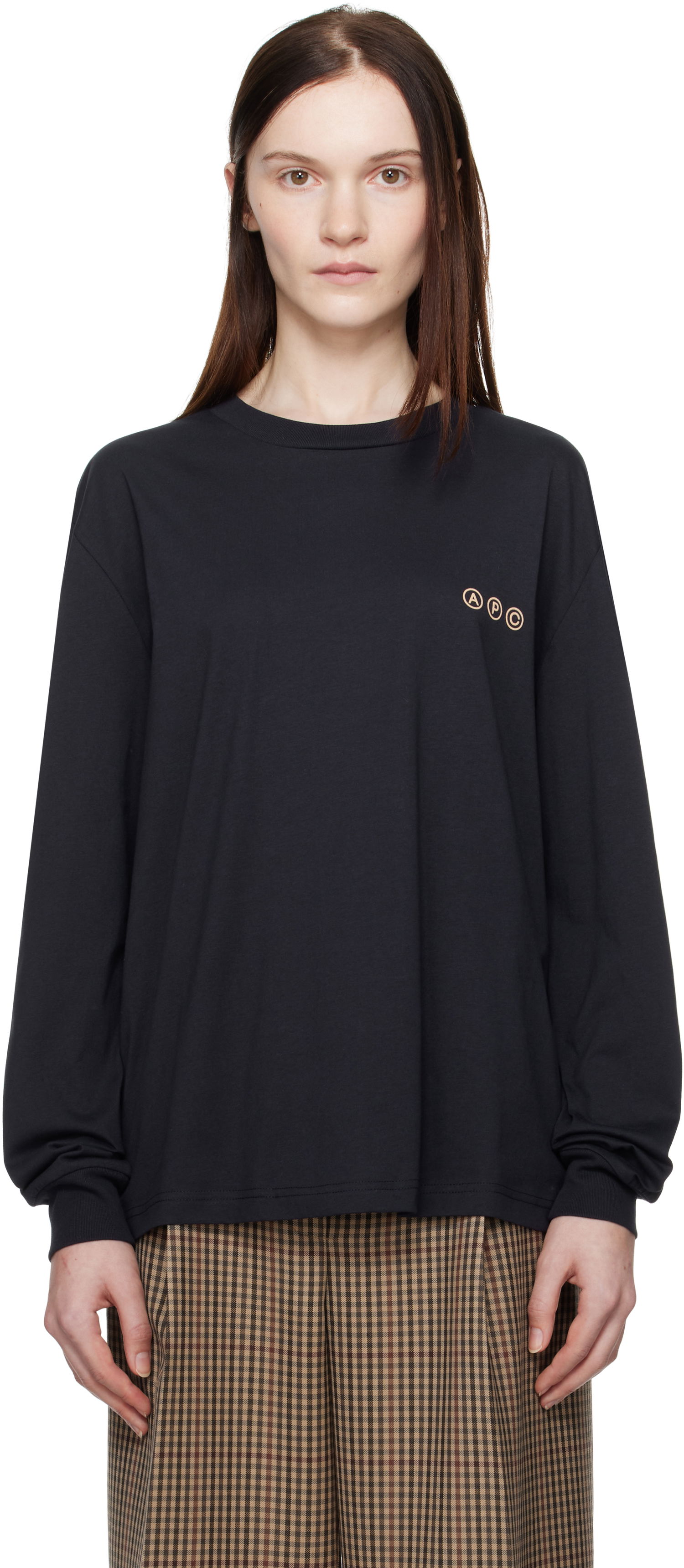 Tričko A.P.C. Long Sleeve Adresse T-Shirt Navy | COHBM-M26438, 0