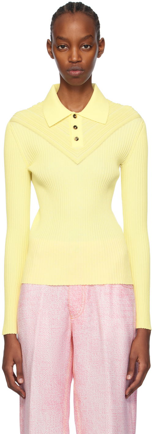 Polo tričko Bottega Veneta Paneled Polo Žltá | 777583 V3N70, 0