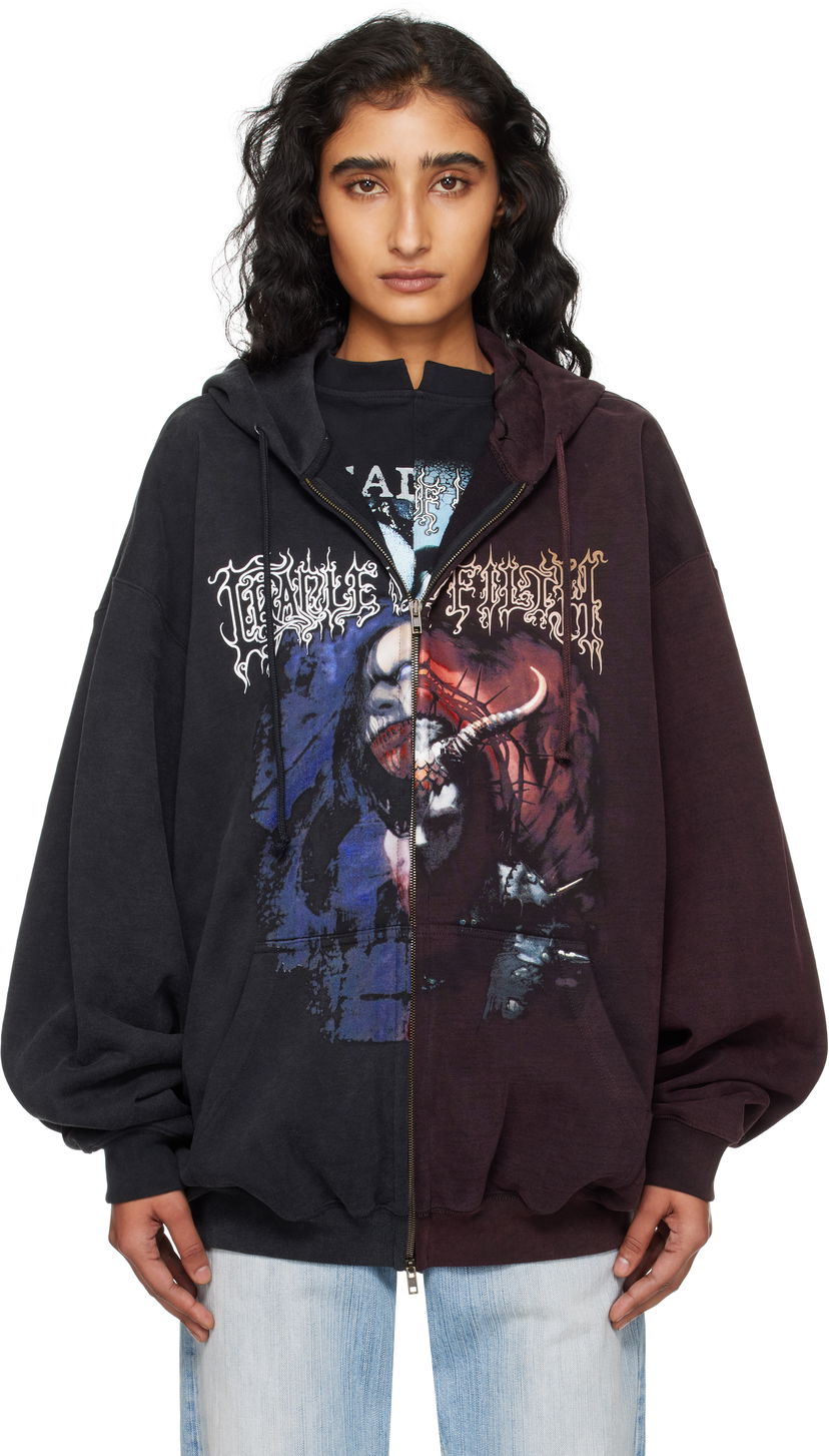 Mikina VETEMENTS Vetements Cradle of Filth Oversized Zip-Up Hoodie Čierna | UCF76ZU900BR