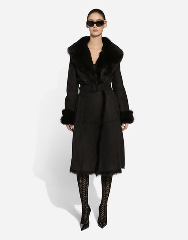 Kabáty Dolce & Gabbana Shearling Coat With Belt Čierna | F0E2SLFUP87N0000, 1