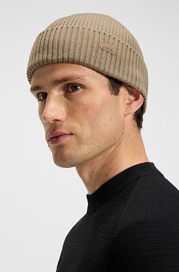 Kulicha BOSS Fisherman-style beanie in a wool blend Béžová | 50551019, 1