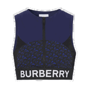 Tb Monogram Print Zipped Crop Top