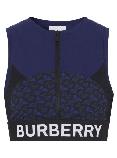 Crop Top Burberry Tb Monogram Print Zipped Crop Top Navy | 8047656