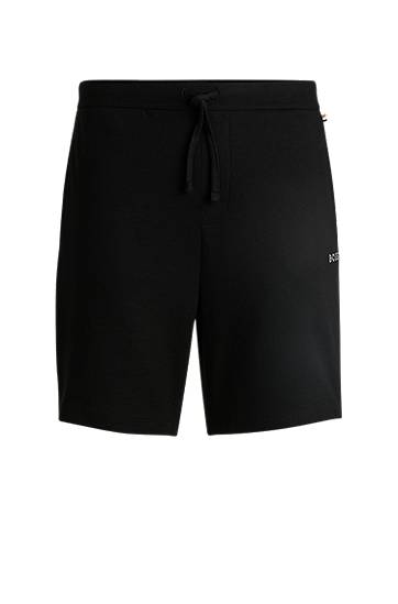 Šortky BOSS Waffle-Structured Shorts with Embroidered Logo Čierna | 50535884