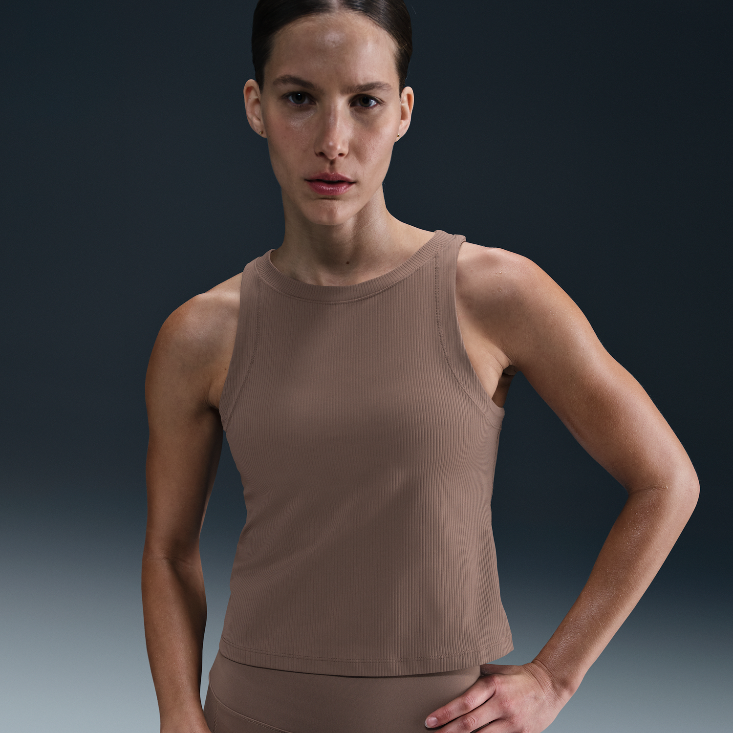 Tielko Nike Nike Zenvy Dri-FIT Ribbed Tank Top Hnedá | HF2765-233, 0
