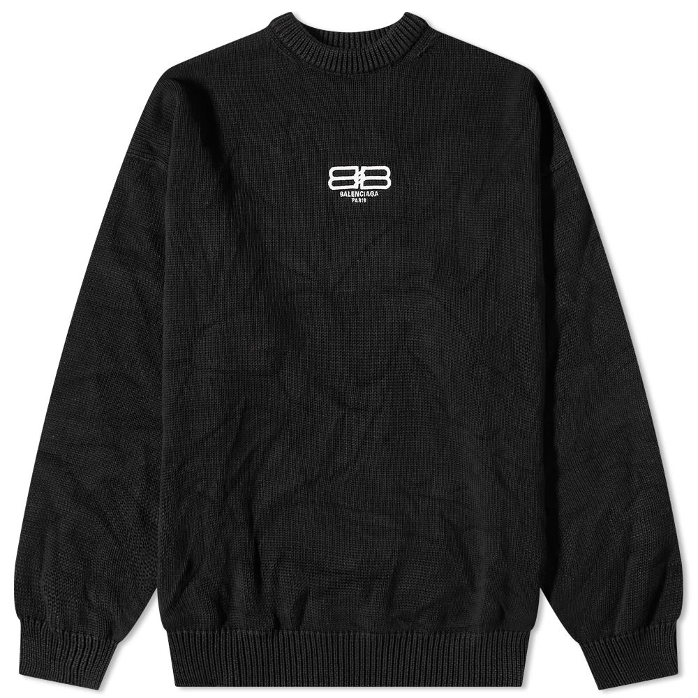 Sveter Balenciaga Embroidered BB Logo Crew Knit Čierna | 696226-T3252-1000, 0