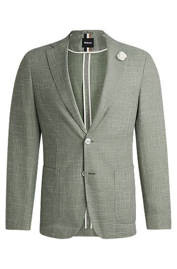Bunda BOSS Slim-Fit Micro-Patterned Blazer Zelené | 50540742, 0