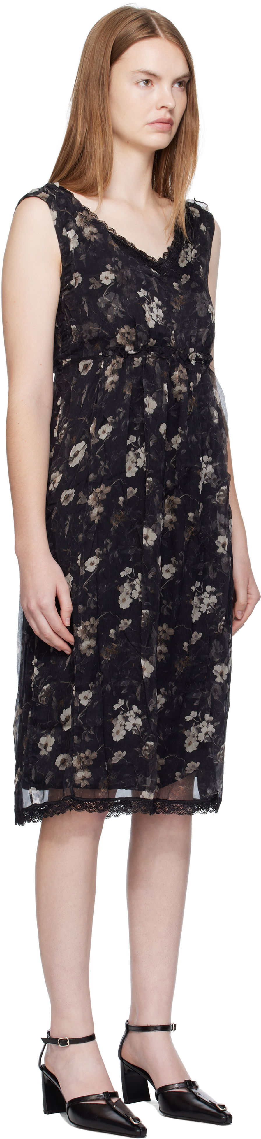 Šaty R13 R13 Sleeveless V-Neck Floral Midi Dress Čierna | R13WR476-R589A, 1