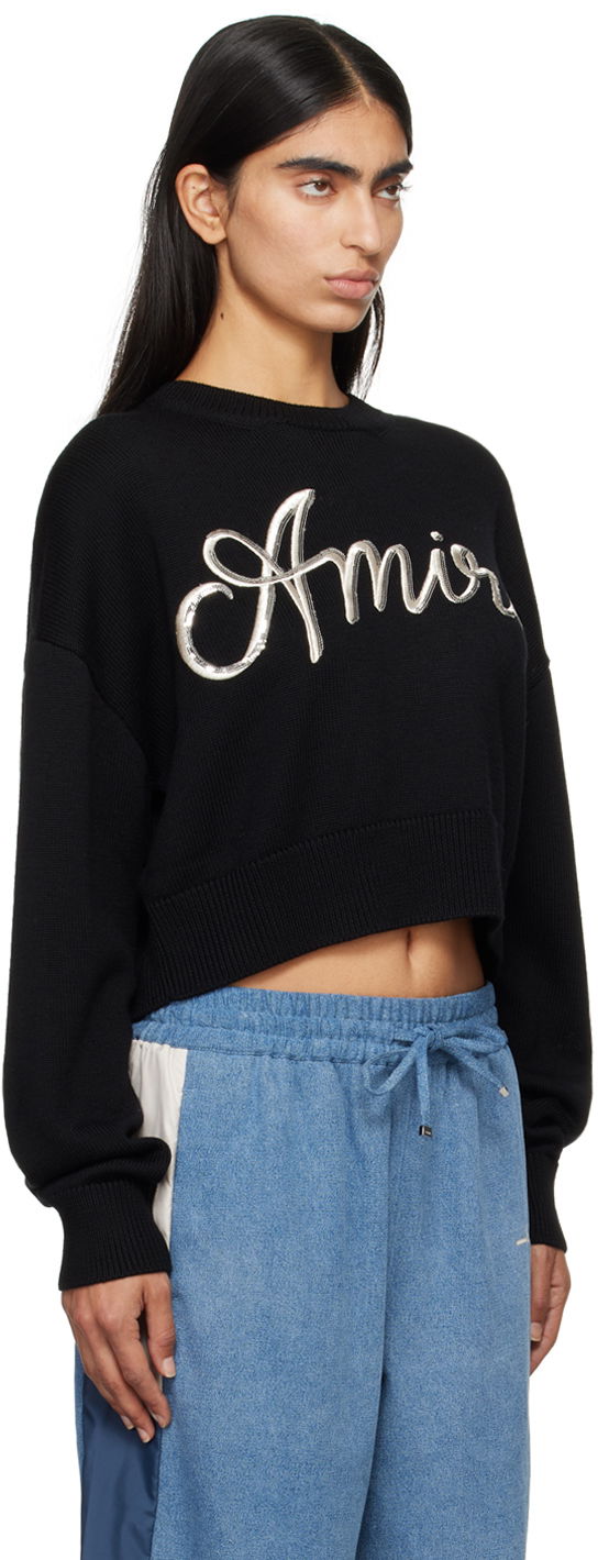 Sveter AMIRI Amiri Swirl Cropped Sweater Čierna | AWKNCW1011, 1