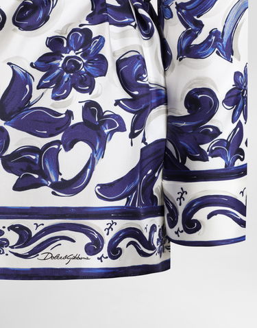 Košeľa Dolce & Gabbana Dolce & Gabbana Majolica-Print Silk Vanity Shirt Modrá | I5654WHI1S5HB5DQ, 2
