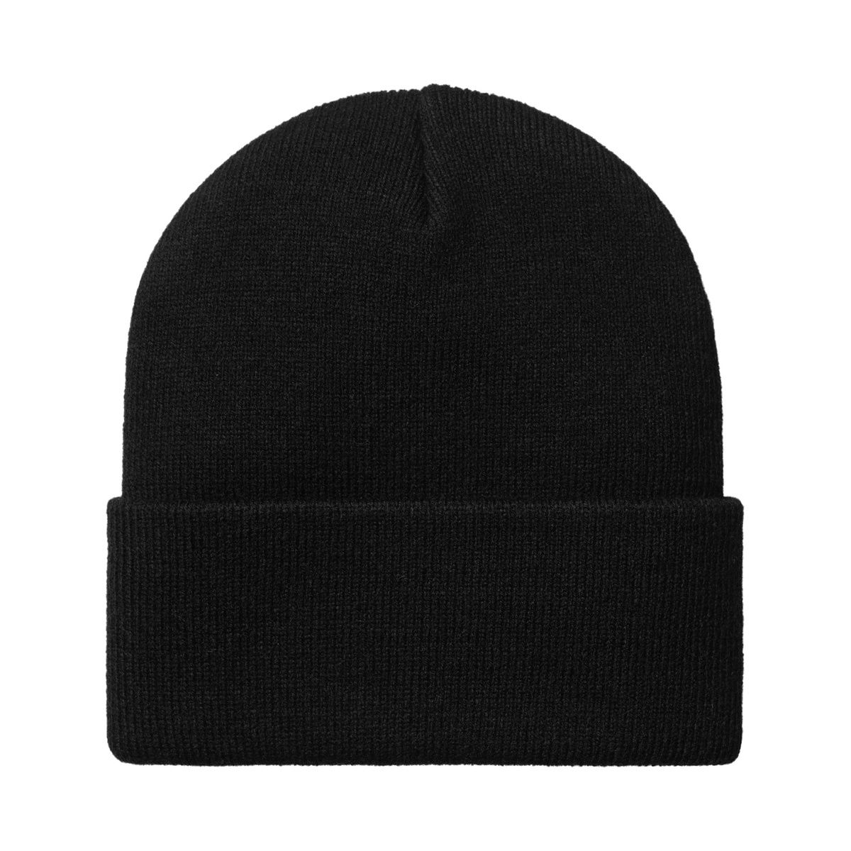 Black Logo-Patch Ribbed Beanie