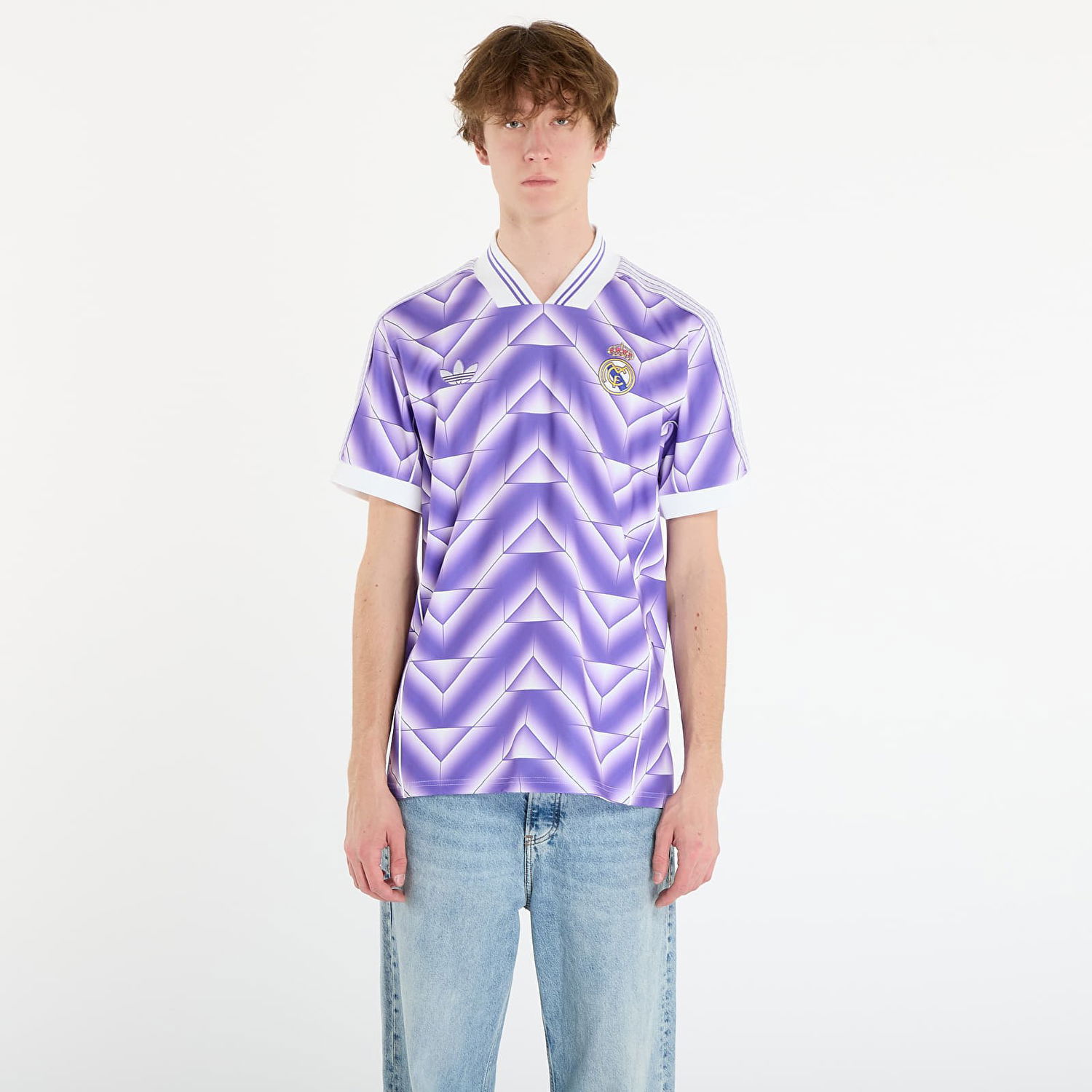 Dres adidas Originals Real Madrid Purple and White Geometric Pattern Football Jersey Fialová | JN3055, 0