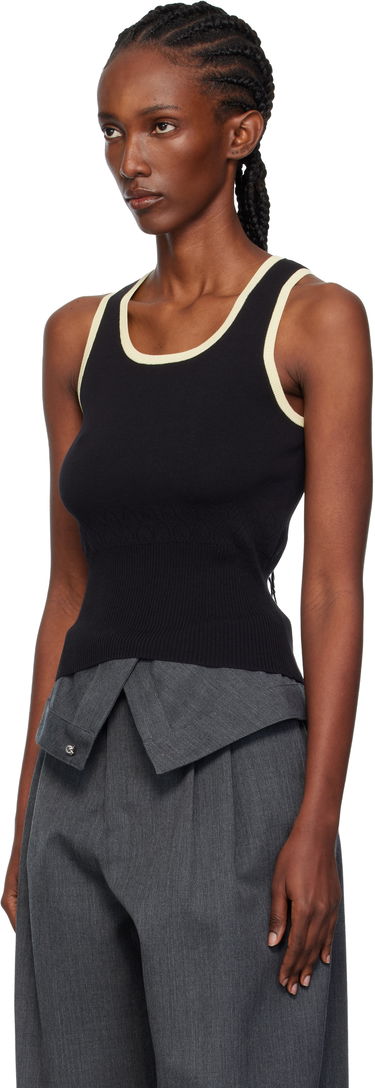 Tielko JW Anderson JW Anderson Contrast Trim Ribbed Knit Tank Top Čierna | KW1442-YN0432, 3