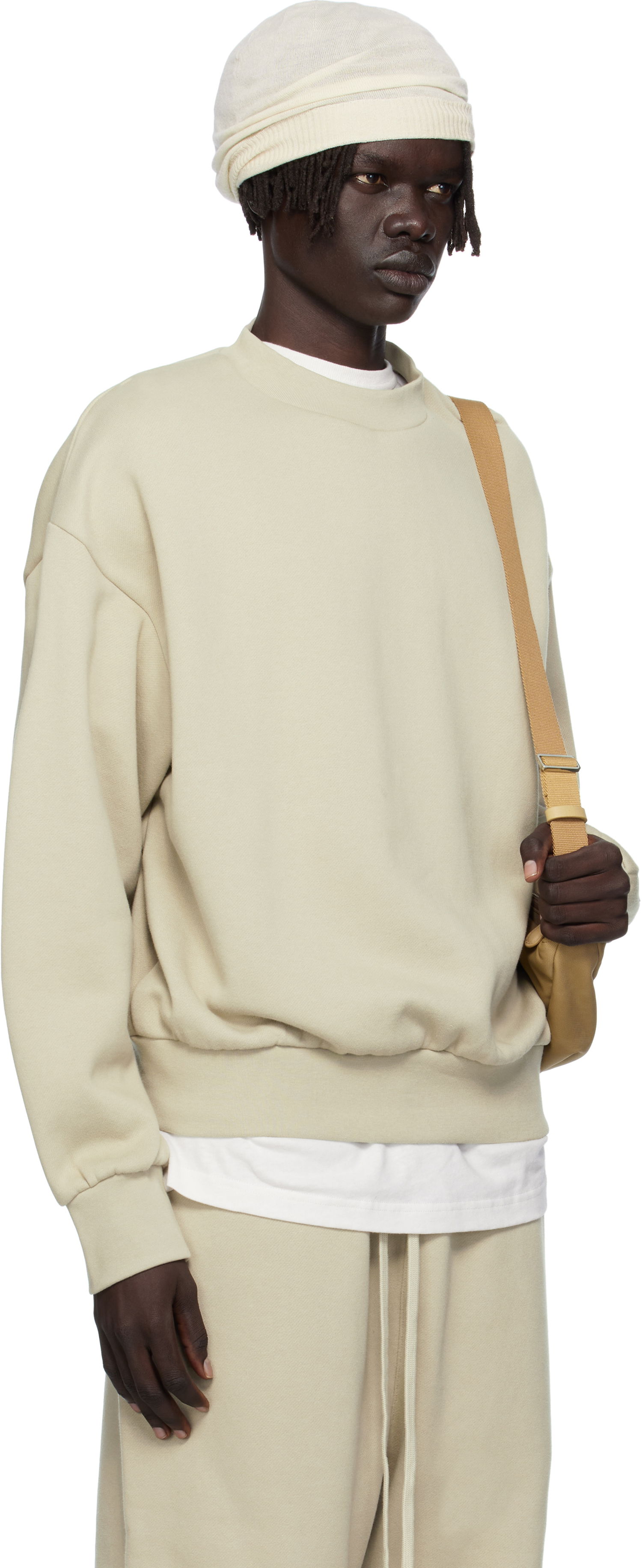 Mikina Fear of God Fear of God ESSENTIALS Classic Fit Fleece Crewneck Sweatshirt Béžová | 192SP252046F, 1