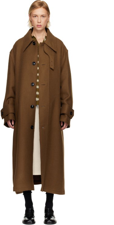 Kabáty AMI Wool Belted Mac Hnedá | H25UJK816.WV0078, 0