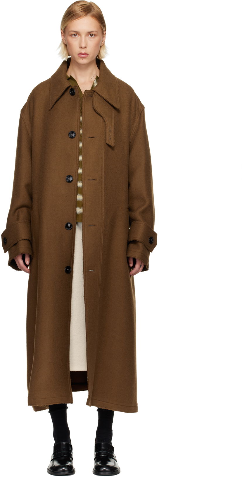 Kabáty AMI Wool Belted Mac Hnedá | H25UJK816.WV0078