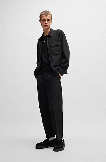 Košeľa BOSS HUGO Water-Repellent Seersucker Overshirt Čierna | 50539223, 1