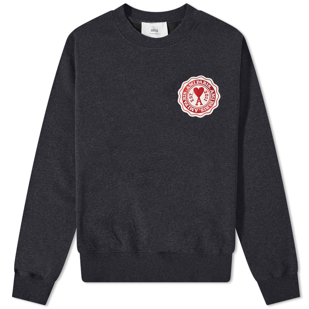 Mikina AMI Paris Patch Crewneck Sweatshirt Čierna | USW011-739-020, 0