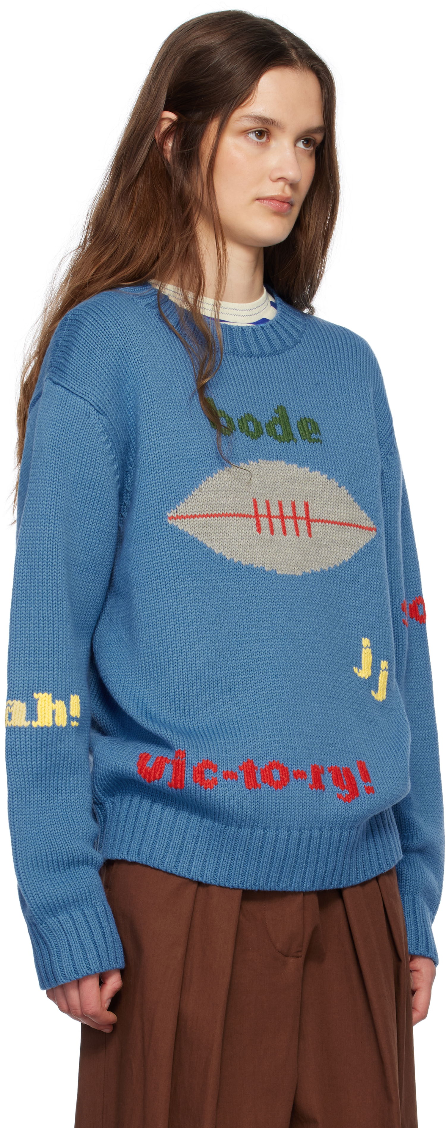 Sveter Bode Bode Spirit Intarsia Knit Sweater Modrá | MRS25KT011, 1