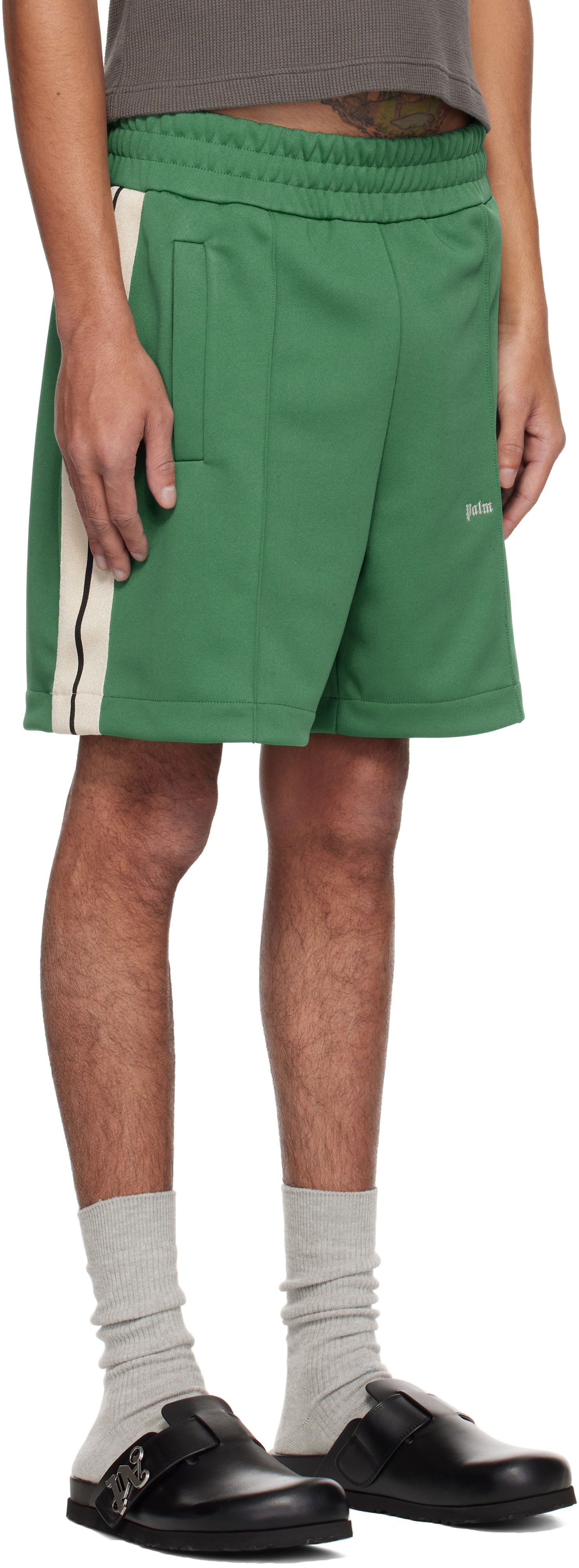 Šortky Palm Angels Palm Angels Embroidered Logo Track Shorts Zelené | PMCL004S25FAB0015703, 1