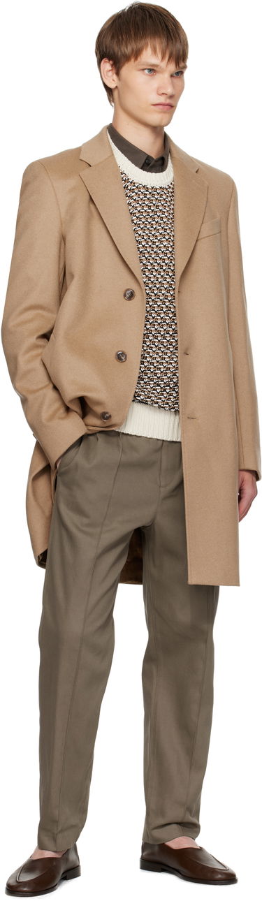 Kabáty BOSS Slim-Fit Wool and Cashmere Coat Hnedá | 50549187, 3