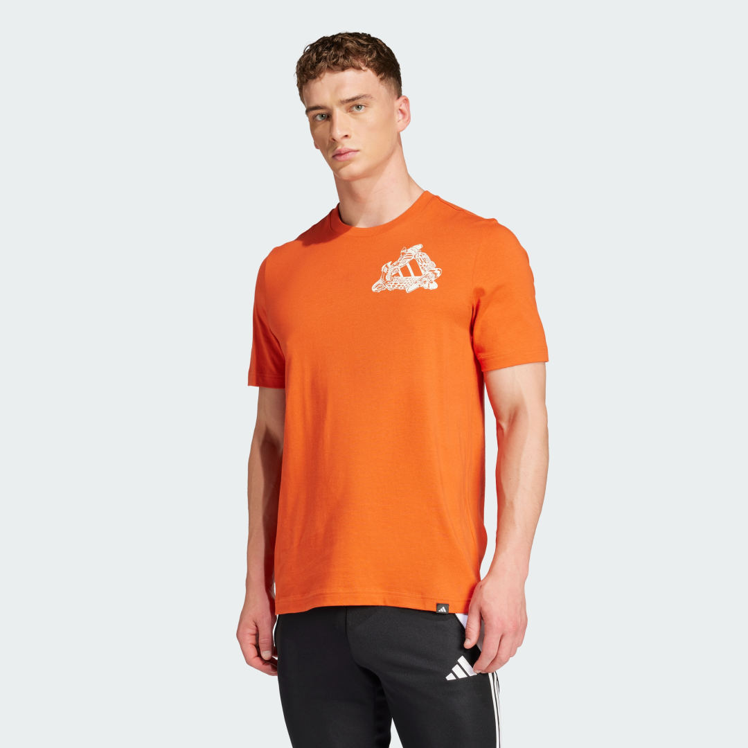 Tričko adidas Performance Football Kicks Graphic Tee Oranžová | JD8212, 0