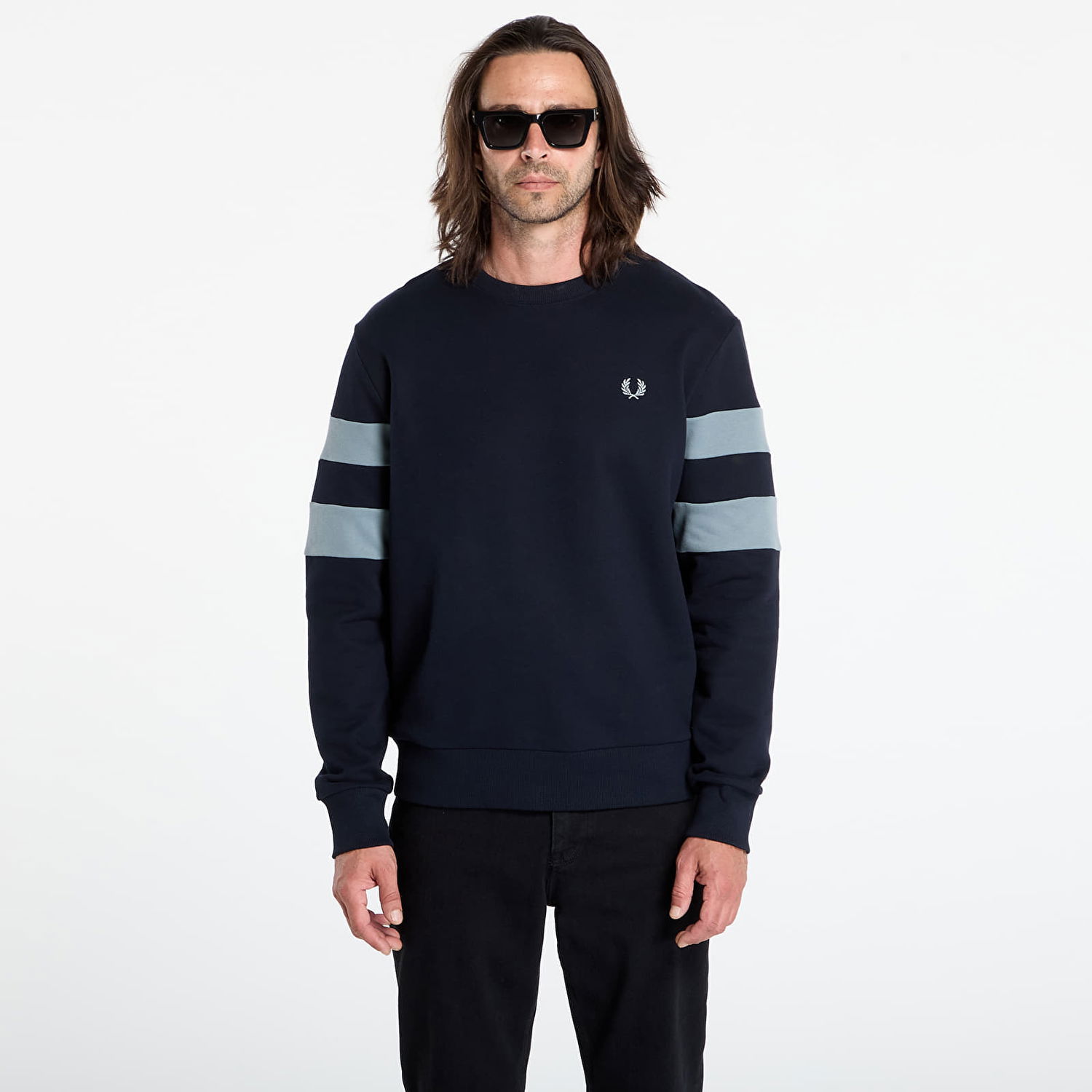 Mikina Fred Perry Fred Perry Peached Tipped Sleeve Sweatshirt Navy | M1731 608, 0