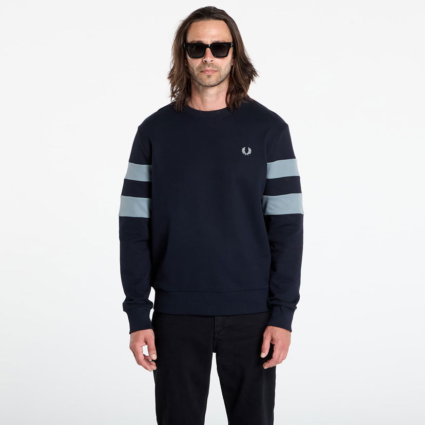 Mikina Fred Perry Fred Perry Peached Tipped Sleeve Sweatshirt Navy | M1731 608