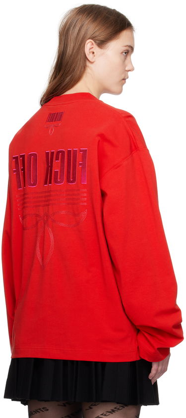 Mikina VETEMENTS VTMNTS Embroidered Long Sleeve T-Shirt Červená | VL20LS120R, 2