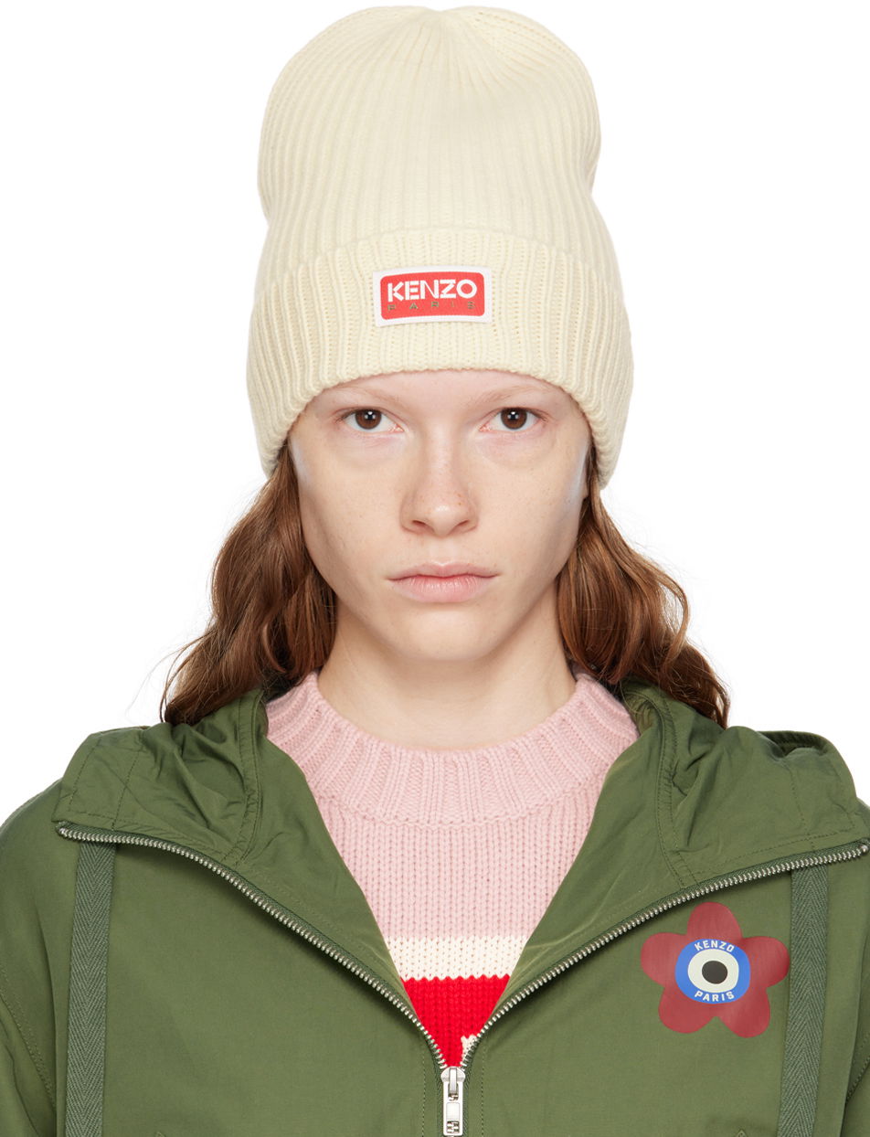 Kulicha KENZO Paris Logo Beanie Biela | FD68BU180KWA, 0