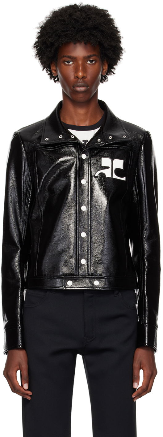Bunda Courrèges Vinyl Cropped Jacket Čierna | PERCBL017VY0014, 0