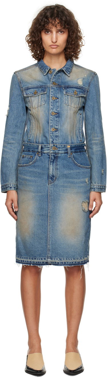 Šaty We11done We11done Washed Denim Midi Dress Modrá | WD-DO3-24-304-W-BL, 0