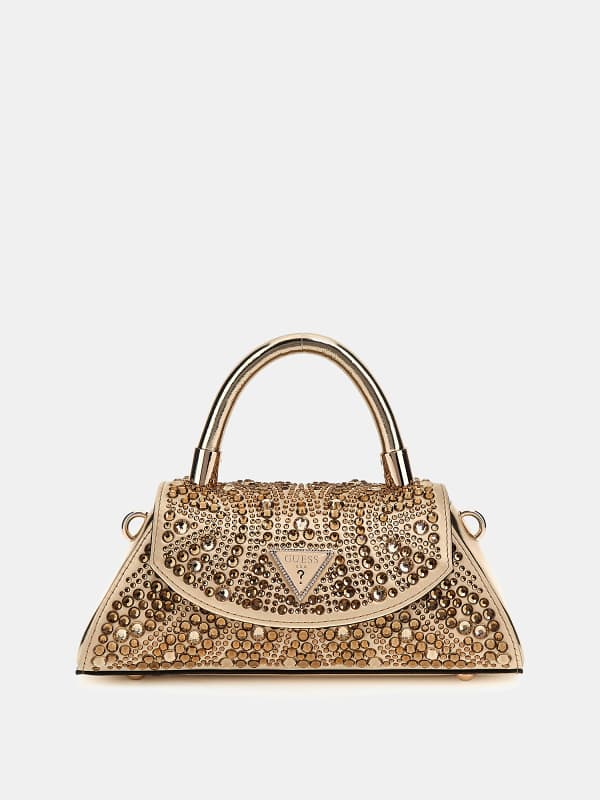 Kabelka GUESS Mini Crystal-Embellished Top Handle Bag Béžová | HWXG9528780, 0