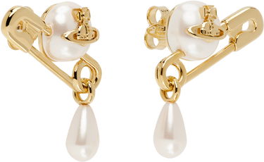 Náušnice Vivienne Westwood Vivienne Westwood Claude Small Pearl Safety Pin Stud Earrings Metalická | 62010363-02R107-, 1
