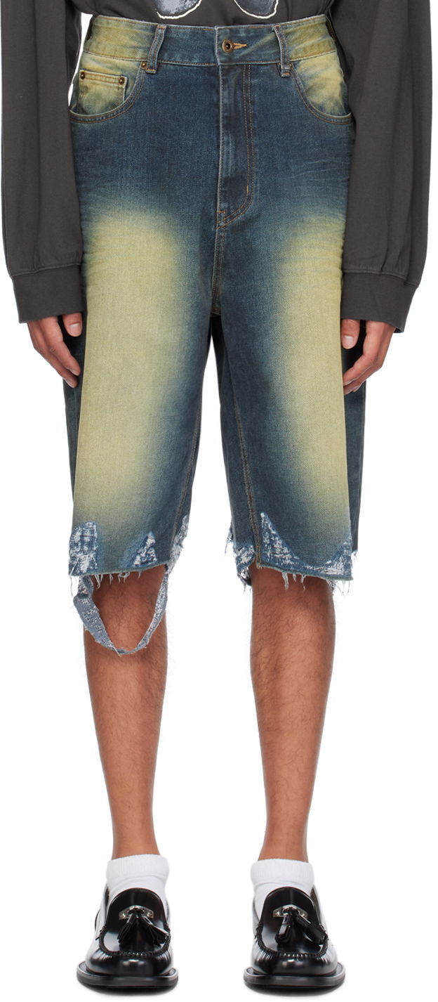 Džínsy We11done Washed Denim Raw Edge Shorts Modrá | WD-DP2-24-315-M-BL, 0