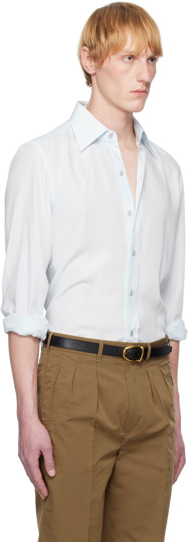 Košeľa Tom Ford TOM FORD Lightweight Lyocell Slim Fit Shirt Čierna | HSBC01-LYS03, 4
