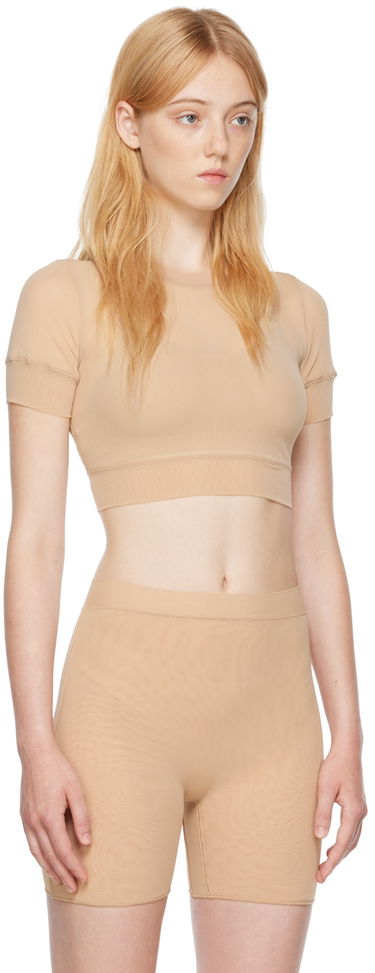 Crop Top SKIMS SKIMS Summer Mesh T-Shirt Béžová | Ap-tsh-1633, 1