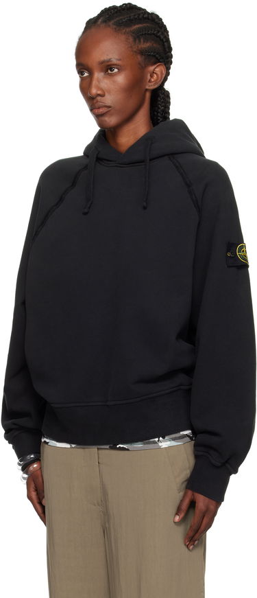 Mikina Stone Island Brushed Organic Cotton Fleece Hoodie Čierna | K2S15 6100023 S0A20, 3