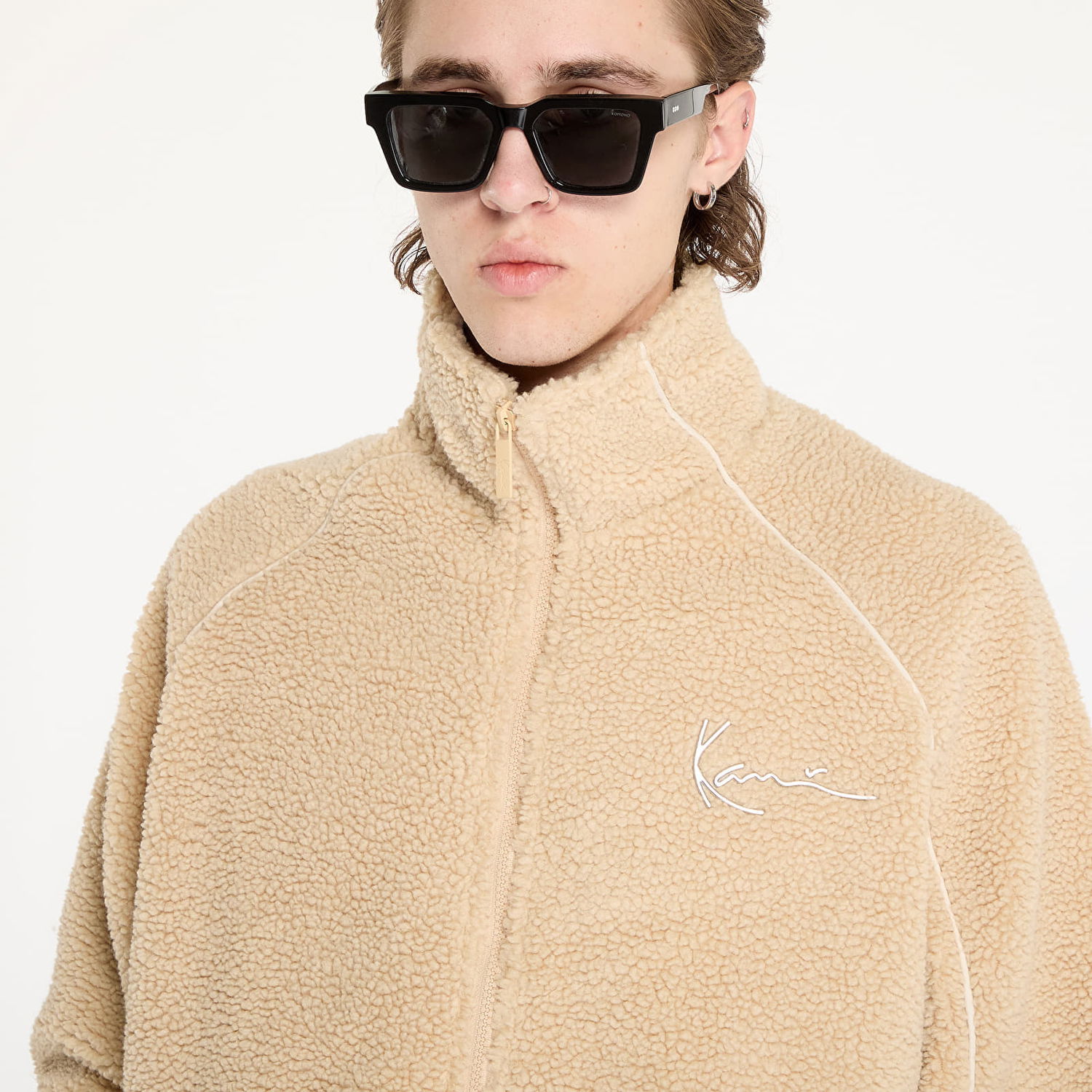 Bunda Karl Kani Jacket Metal Signature Teddy Jacket Sand/ Light Sand S Béžová | 60780007, 1