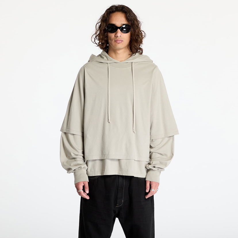 Mikina Rick Owens DRKSHDW Knit T-Shirt - Hustler Hoodie Pearl Béžová | DU02D2281 RN 08