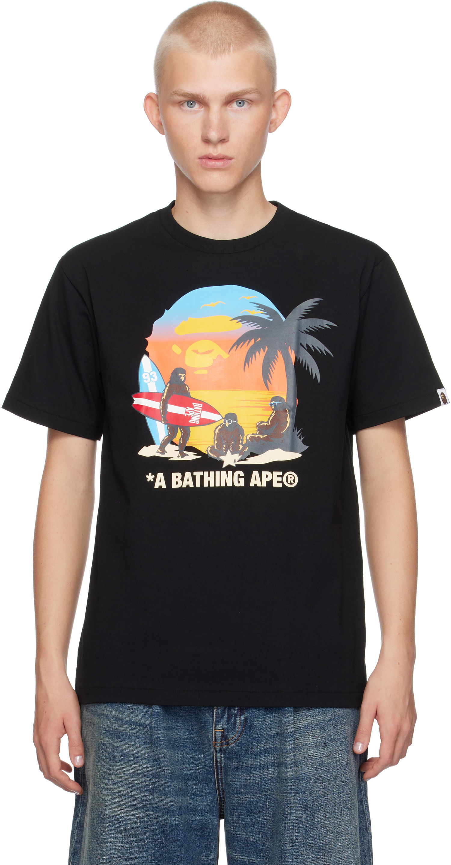 Tričko BAPE Sunset Beach T-shirt Čierna | 001TEK701003F, 0