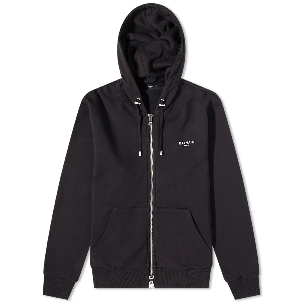 Mikina Balmain Flock Zipped Hoody Čierna | AH1JX000BB04-EAB, 0