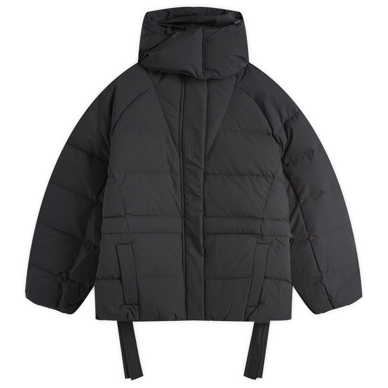 Prešívaná bunda GANNI GANNI Tech Seersucker Oversized Puffer Jacket, Size X-Large Čierna | F9496-099, 1