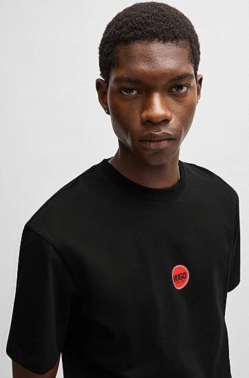 Tričko BOSS Hugo Cotton-Jersey T-Shirt with Racing Logos Čierna | 50530647, 1