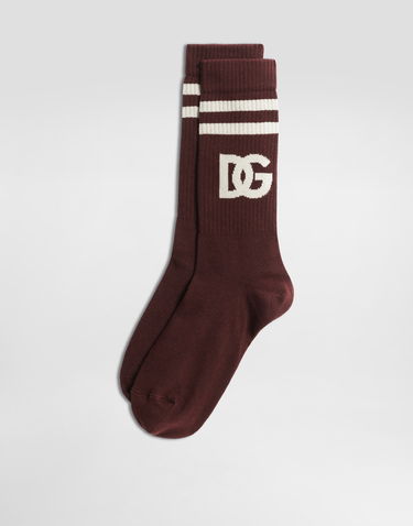 Ponožky Dolce & Gabbana Dolce & Gabbana Fine-Rib Cotton Socks With Logo Vínová | GXS80TJFMLAR0369, 1