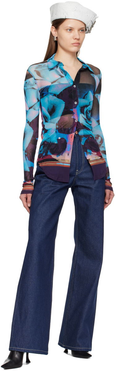 Košeľa Jean Paul Gaultier Jean Paul Gaultier Roses Print Mesh Shirt Modrá | 24/25-U-CH013-T547-275020, 3