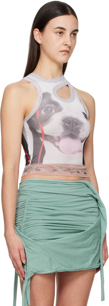 Tielko Ottolinger Ottolinger Mesh Dog Print Cutout Tank Top Biela | 10110060102, 1